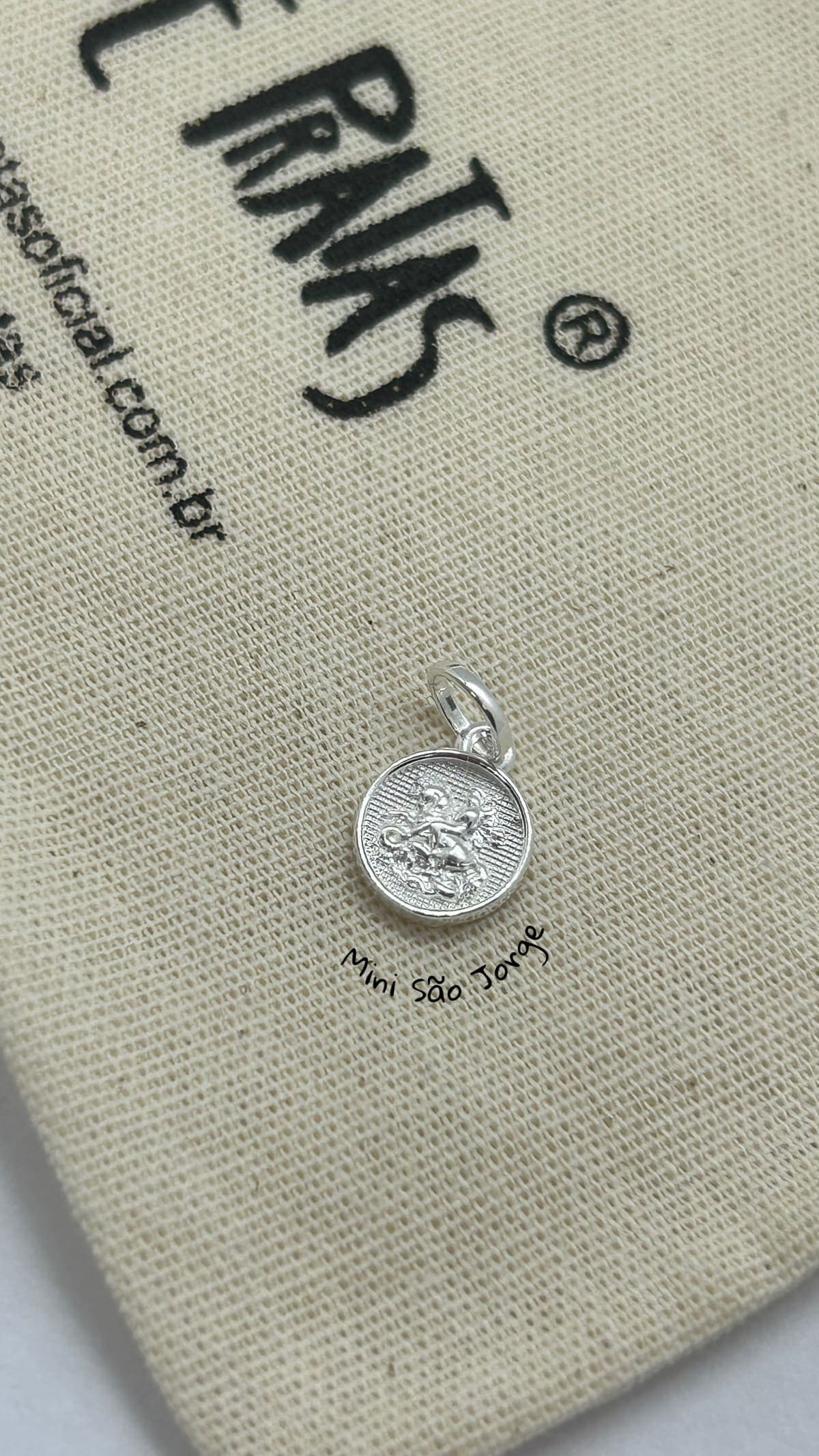 Pingente Mini São Jorge prata branca 925
