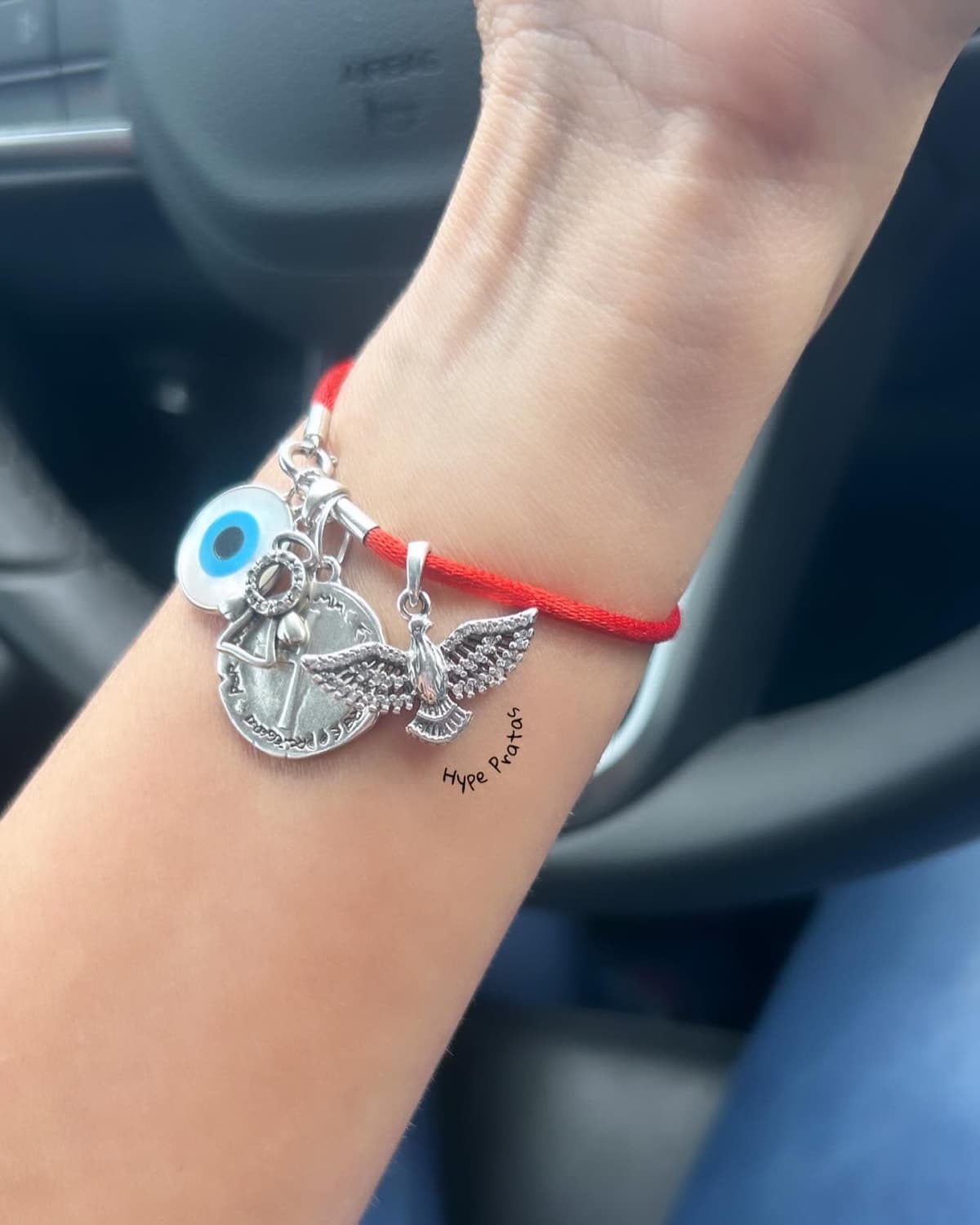 Pulseira cetim vermelha com fecho prata 925(20 cm)