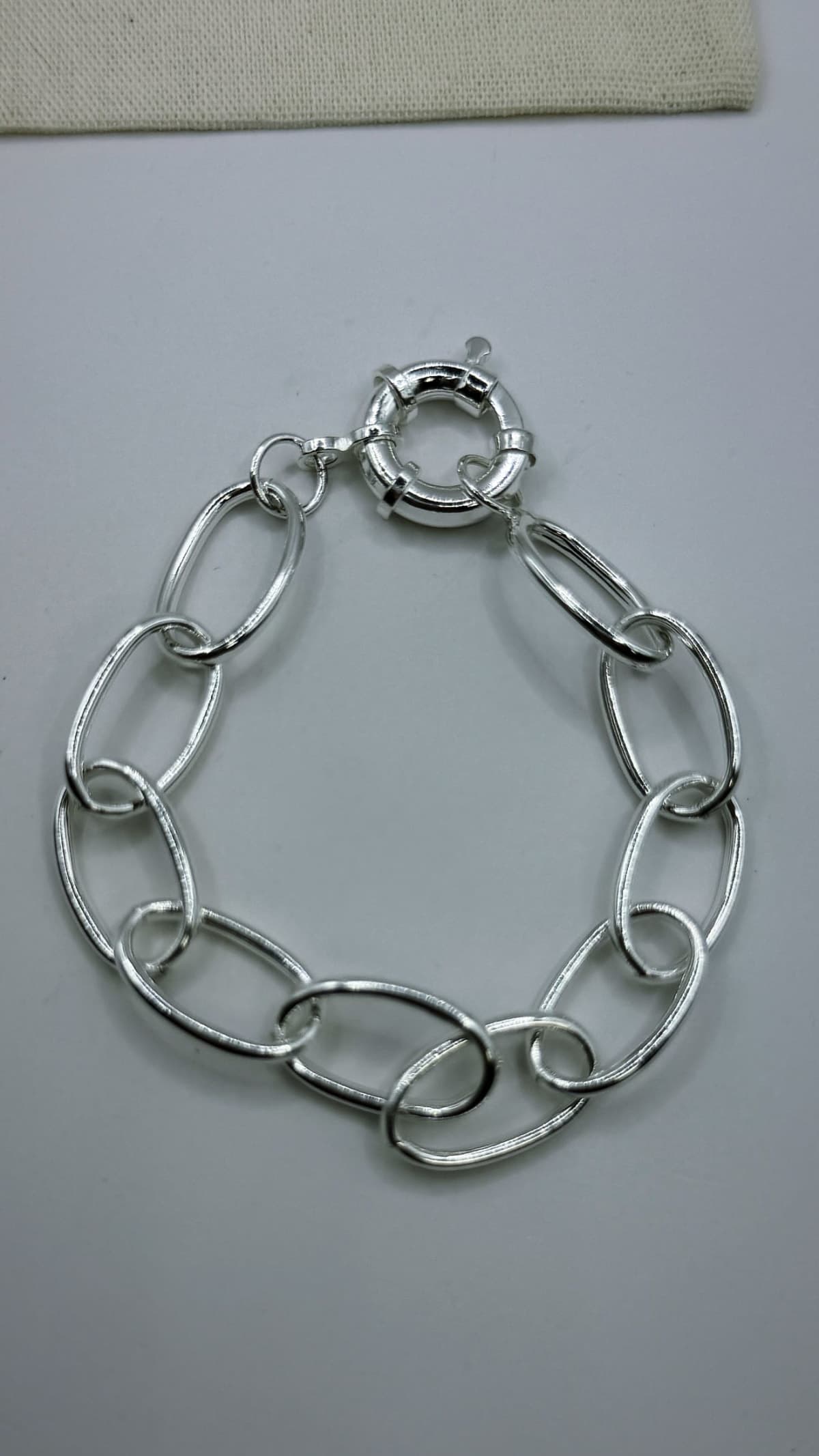 Pulseira elo oval com fecho boia prata 925(20 cm)